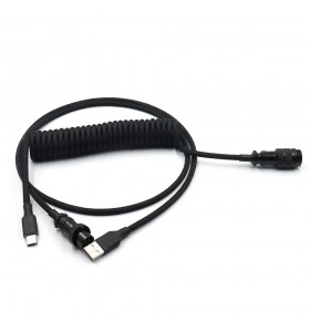  5PIN male GX16 Aviation plug to Type-c Spring and usb to 5pin gx16  female wire cable set black color